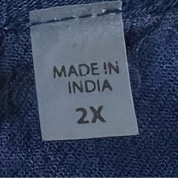 DEX Plus Size 2X Navy Dress, Lining, Beach Cover Up With White Embroidery - Picture 6 of 10